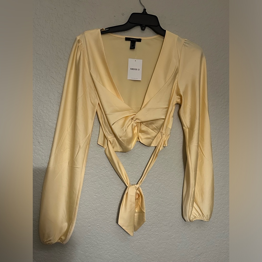 Satin long sleeve 70s style blouse